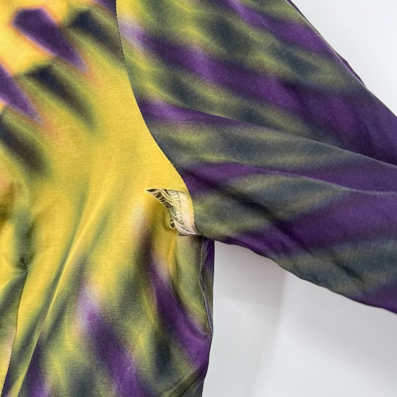 Escada Sport Women Sz 42 Large Silk Blend 3/4 Sleeve Blouse Shirt Top Mardi Gras - Picture 9 of 10